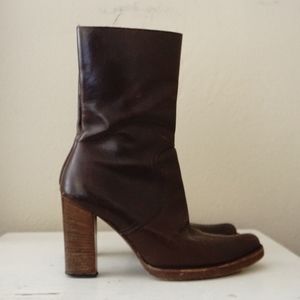 Brown leather miu miu boots